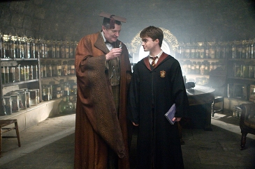 Jim Broadbent and Daniel Radcliffe in Harry Potter and the Half-Blood Prince